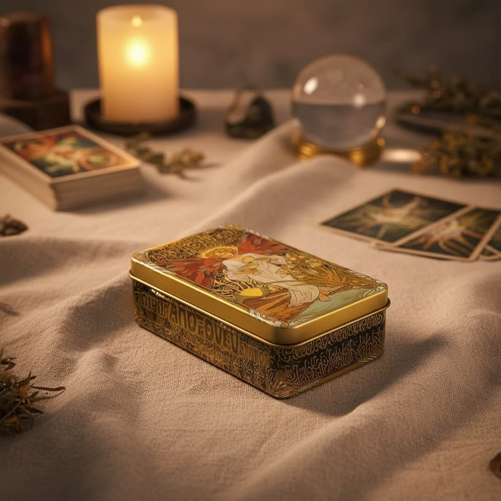 Golden Art Nouveau Tarot Deck - Elegant Mucha-Inspired Divination