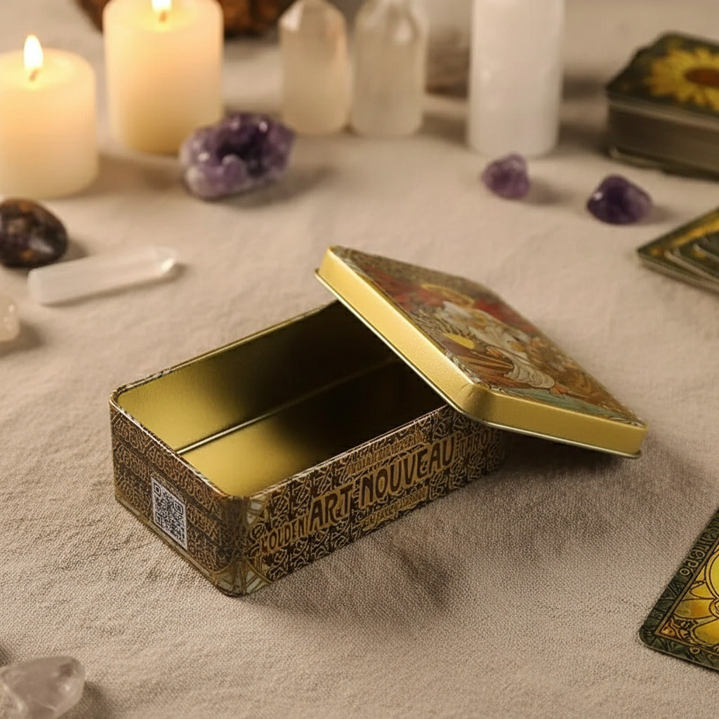 Golden Art Nouveau Tarot Deck - Elegant Mucha-Inspired Divination